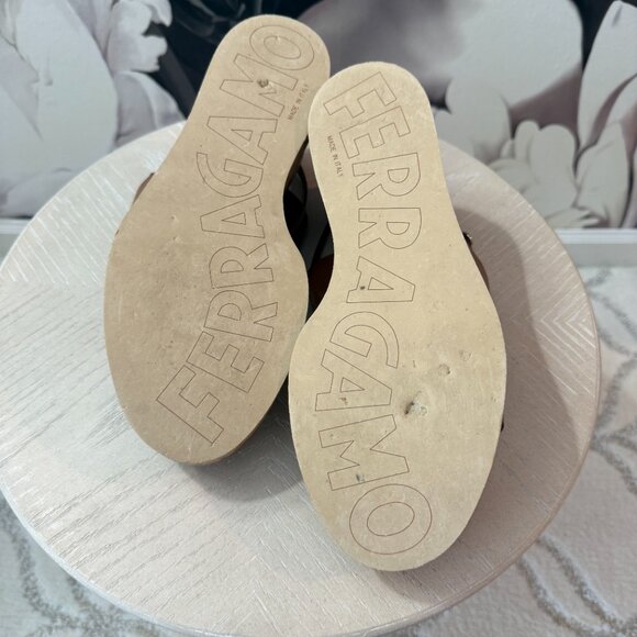 Salvatore Ferragamo Giudith Cork Wedge Sandals – Size 9 - Picture 4 of 6